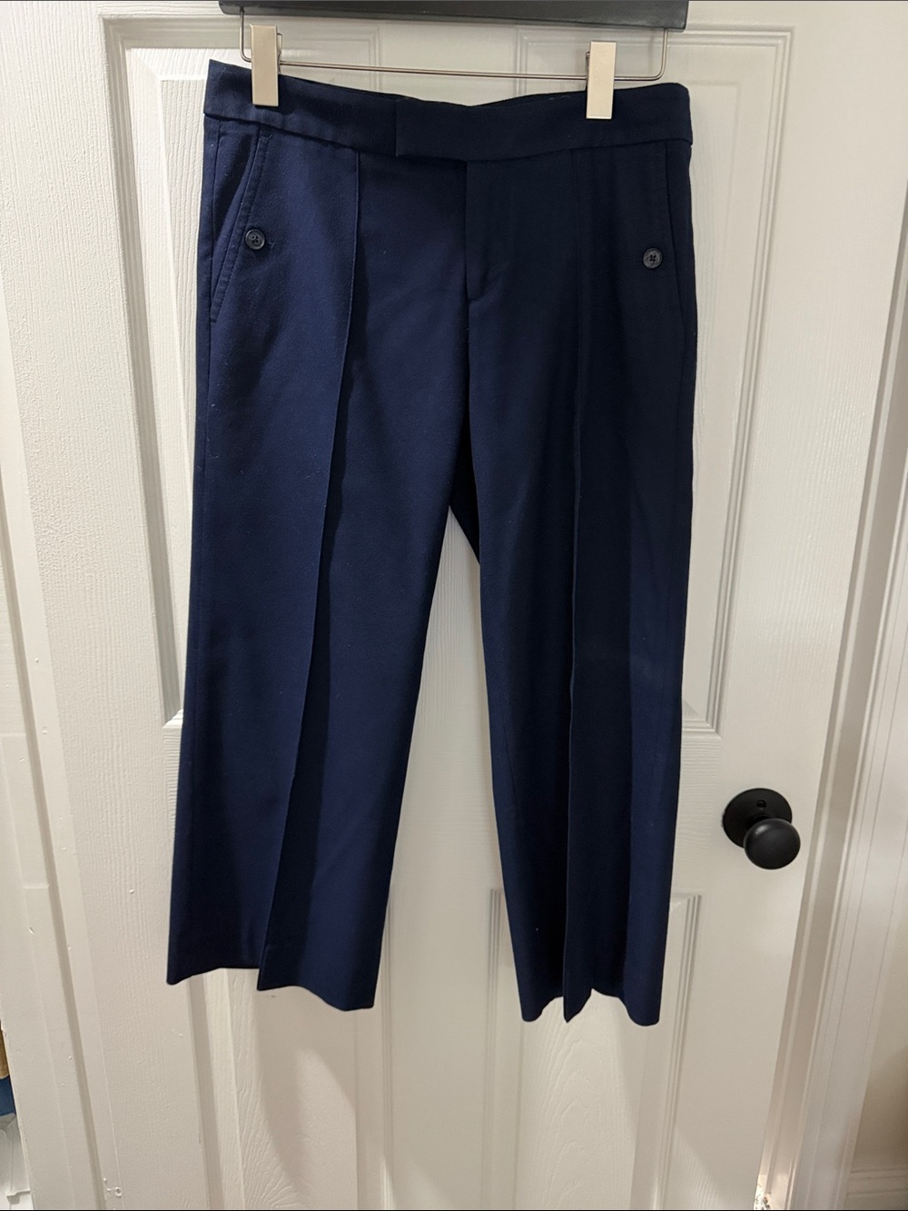 Banana Republic Navy Cropped Wide-Leg Pants